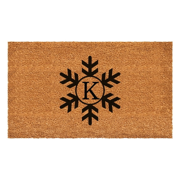 Snowflake Monogram Doormat, 24" x 36" " (Letter K)