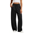 thumbnail image 2 of Fahion Wide Leg Oversized Sweatpants for Women Elastic Drawstring Waist CasualLoose Fit Solid Color Lounge Everyday Home Pants with Pockets, 2 of 9