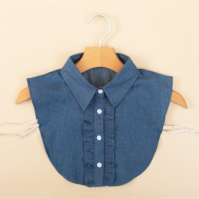 Cuello de muñeca de mezclilla retro versátil con cuello puntiagudo, cuello falso, cuello falso de camisa clásica para mujer