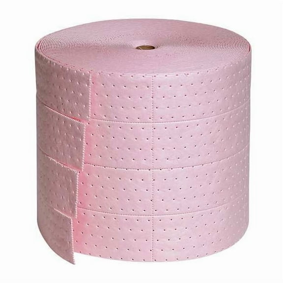 Pig Sorbent Roll, 19 gal, 15 in x 150 ft, Universal, Pink, Polypropylene MAT343