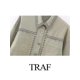 thumbnail image 4 of Woman Fashion 2023 Autumn Outwear Embroidery Long Sleeve Single Breasted Jacket Female Crop Tops Vintage Coats High Street, 4 of 5