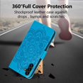thumbnail image 4 of Mandala Case for Samsung Galaxy A14 5G, Premium Leather Flip Wallet Card Slots Magnetic Stand Protective Ultra Slim Shockproof Case with Lanyard, Embossed Flip Cover - Blue, 4 of 17