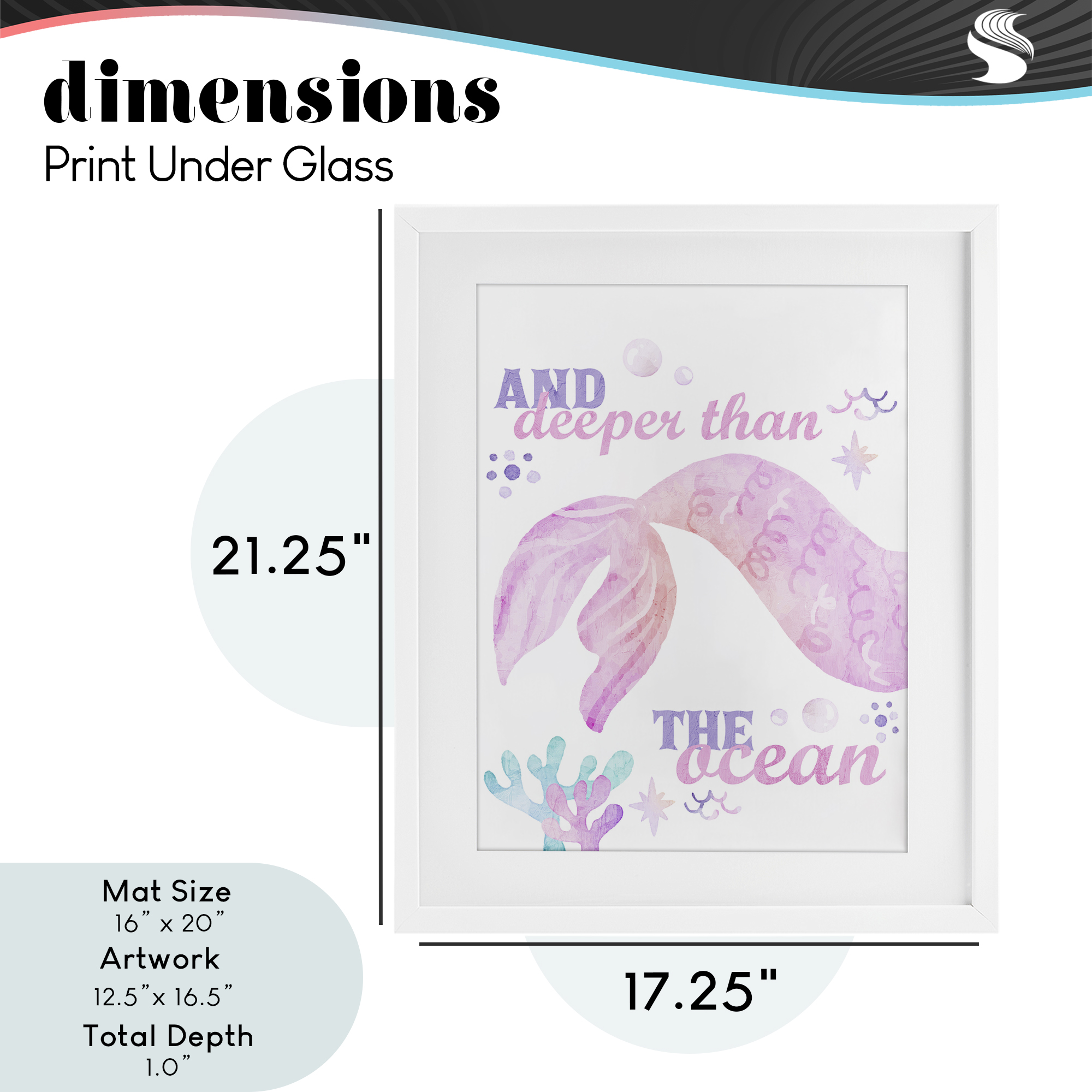 Deeper Than The Ocean White Framed Print Under Glass, design by Kim Allen