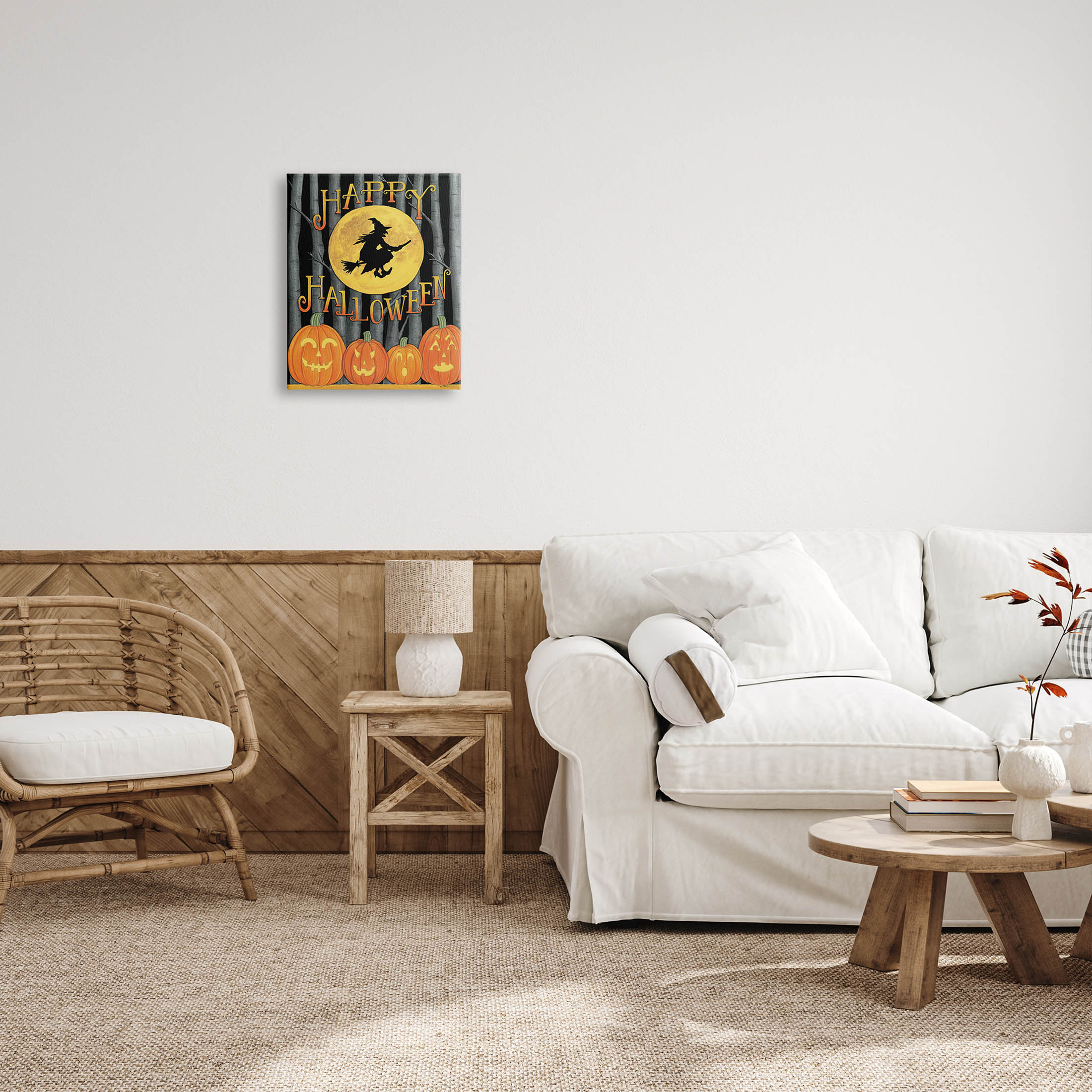 Happy Halloween Forest Witch Holiday Graphic Art Gallery Wrapped Canvas Print Wall Art