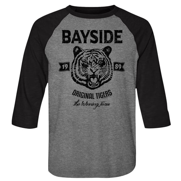 Saved by the Bell Original Tigers Gray Heather/Vintage Smoke Long Sleeve Raglan T-Shirt