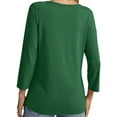 thumbnail image 4 of Liher 3/4 Sleeve Blouse for Women V Neck Fall Top Comfort Soft Autumn T-Shirt Dark Green Tee Clothes Size XL, 4 of 4