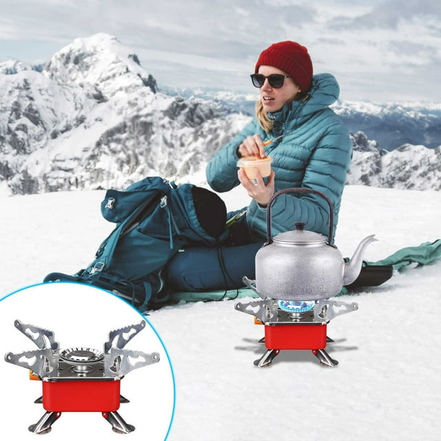 Sentmoon Réchaud de Camping Portable au Butane Compact Pliable Brûleur à Gaz pour Cuisson en Plein Air Randonnée Urbaine Survie Léger Cuiseur de Table Brûleur Simple avec Étui de Transport Format Voyage