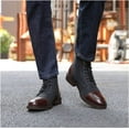 thumbnail image 5 of Botas de vestir para hombre, botas Chelsea para hombre, botines Chukka de cuero con cordones, elegantes y cómodos, con bloques de color., 5 of 5