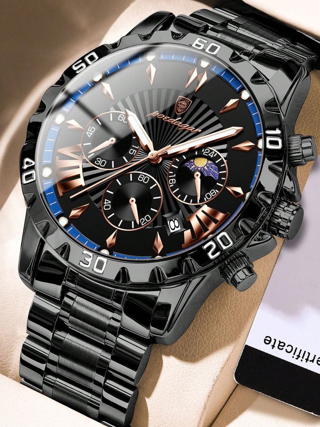 Poedagar Watch for Man Luxury Chronograph Men Watch Stainless Steel Quartz Male Watches
