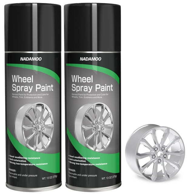 Pintura en Spray NADAMOO para Ruedas de Aluminio Plateada 380 mL 2 Botes