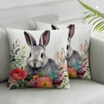 thumbnail image 2 of COMIO Forest Animals Rabbit 2-Piece Short Plush Pillowcase Set for Home Decor White, 2 of 6