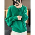 thumbnail image 5 of Suéter ligero de lujo para mujer, sudadera informal con capucha, 100 % lana merino, jersey de punto de cachemira de manga larga, top coreano otoño invierno 2023, 5 of 5