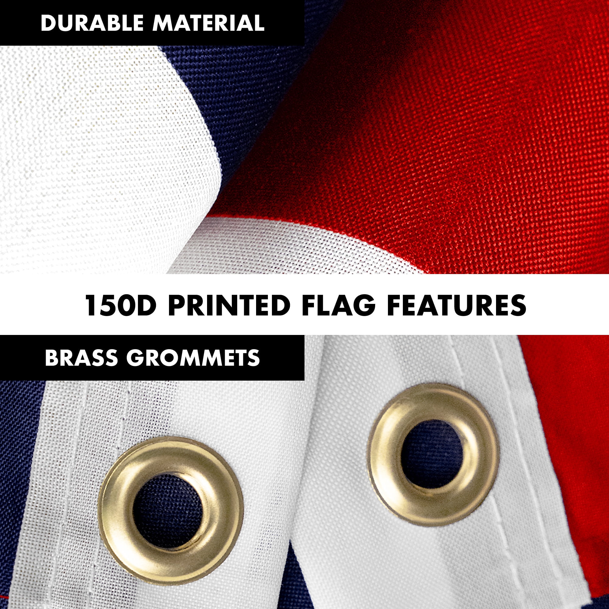 G128 Combo Pack: 5 Ft Tangle Free Aluminum Spinning Flagpole (White) & American USA Flag 2x3 Ft, LiteWeave Pro Series Printed 150D Polyester | Pole with Flag Included