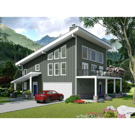 763-740: Modern Contemporary 3 Bed, 3 Bath Luxury Home Plan, 2434 Sq Ft: Full Blueprints with License to Build by Home Plan Marketplace - Lesuto