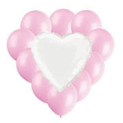 Valentine's Day Balloon Bouquet, White & Light Pink, 11ct