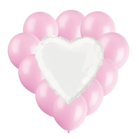 Valentine's Day Balloon Bouquet, White & Light Pink, 11ct