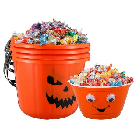

TINKSKY 4PCS Halloween Trick or Treat Pumpkin Bucket Candy Holder Pail Party Favor Basket with 2 Halloween Bowls Party Supplies
