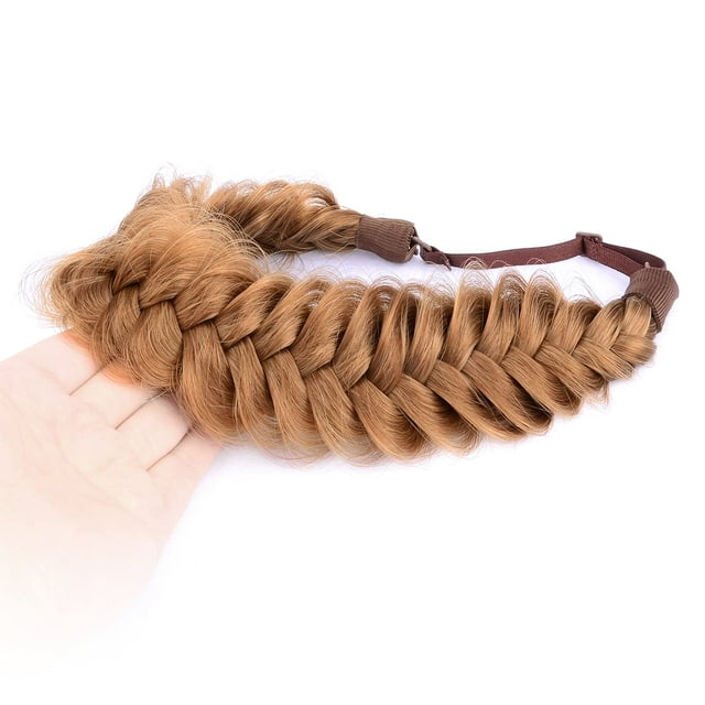 DIGUAN Desordenado Ancho 2 Hebras Pelo Sintético Trenzado Diadema Postizo Mujer Niña Accesorio de Belleza 62g/2.1 oz (Rubio Fresa)