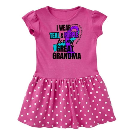 

Inktastic Suicide Prevention I Wear Teal and Purple For My Great Grandma Gift Baby Girl Dress