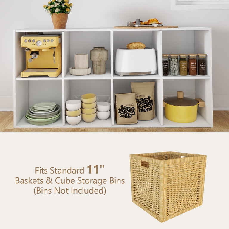 TrumanPick 8-Cube Bookcase, White Wooden Storage Shelf photo 5