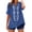 #0174-Blue, variant on Womens Blouses Short Sleeve V Neck Floral Embroidery Button Front Weekend Outings Casual Daily Lightweight Tops Gift