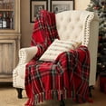 thumbnail image 2 of EVERGRACE Stewart Red Christmas Plaid Chenille Throw Blanket for Couch, Super Soft Cozy Tartan Checkered Throw Blanket with Tassels, Lightweight Plush Chenille Knit Throw for Christmas Decor, 60"x80", 2 of 8