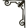 thumbnail image 4 of Ekena Millwork 2"W x 10"D x 12"H Fleur De Lis Wrought Iron Bracket, (Triple center brace), Antiqued Warm Silver, 4 of 8