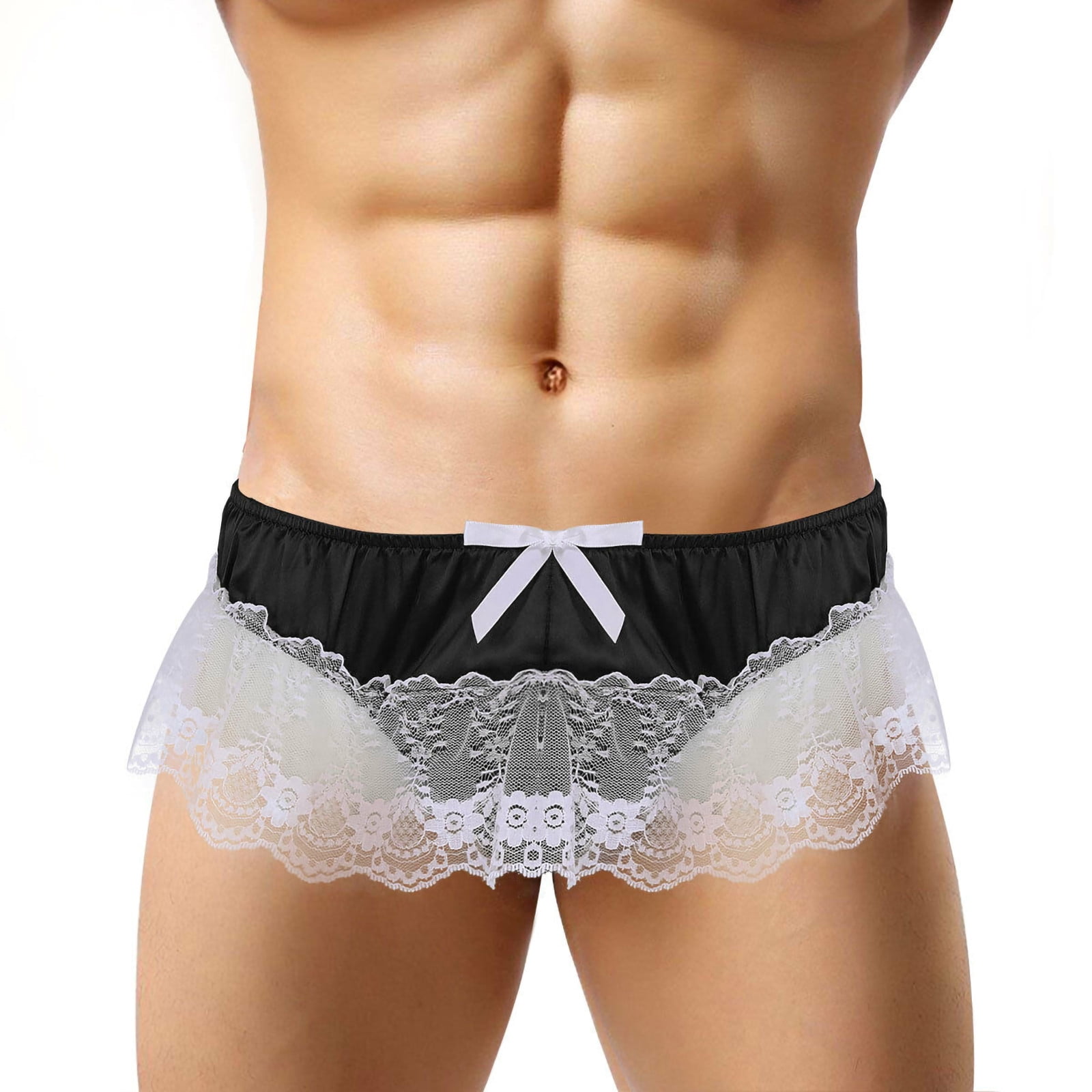 Mens Underwear Mens Lace Briefs Open Butt Low G-string Thong Underwear  Panties 