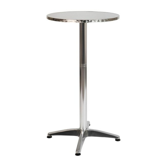 23.5'' Round Aluminum Commercial Restaurant Bar Height Table with Metal Base For Indoor or Outdoor Use
