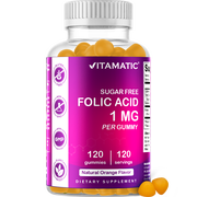Vitamatic Folic Acid Gummies 1000 mcg (1 mg) - an Essential Prenatal Vitamins for Mom & Baby - Vitamin B9 - 120 Vegan Gummies