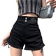 thumbnail image 2 of Pantalones cortos de cintura alta para mujer Cordón lateral Versátil Ajuste delgado Pantalones cortos casuales para mujer para verano Negro M, 2 of 12