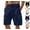 19# Dark Blue, variant on Mens Linen Cargo Shorts Casual Drawstring Shorts Relaxed Fit Summer Beach for Men Khaki S