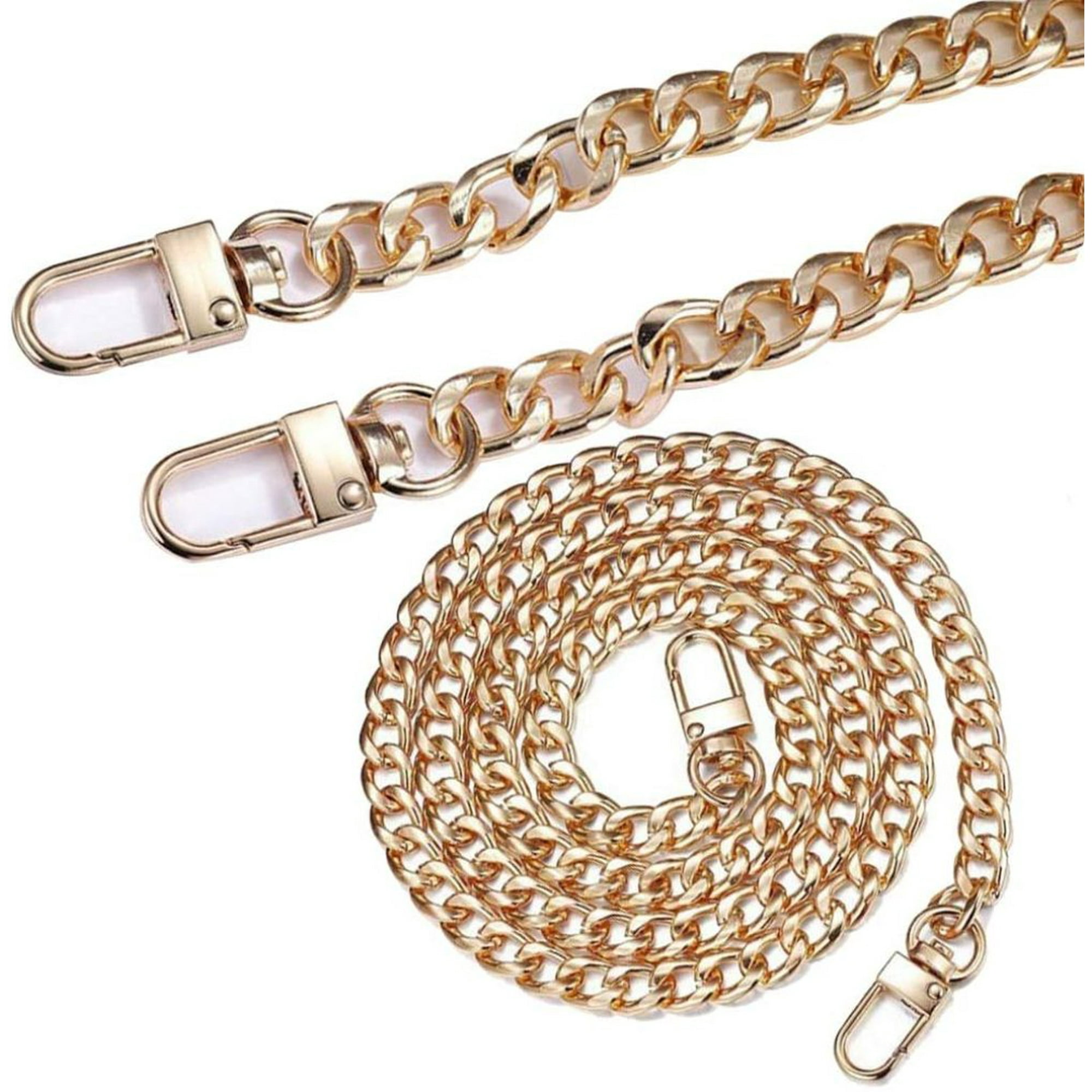 2 PK 47 DIY Flat Chain Strap with Metal Lobster Clasp Purse Chain Strap  Interchangeable Bag Chains Replacement Handbag Chains Accessories for DIY  Shoulder Cross Body Sling (Gold) 