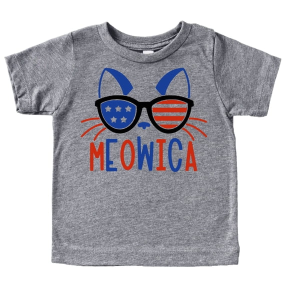 Meowica Kitty Cat 4th of July Shirts Matching Family Outfits for Independence Day Granite Shirt 2T