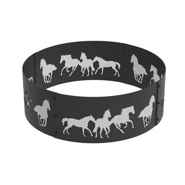 Blue Sky Outdoor Steel Decorative Fire Pit Ring, Horses, 36" x 12"