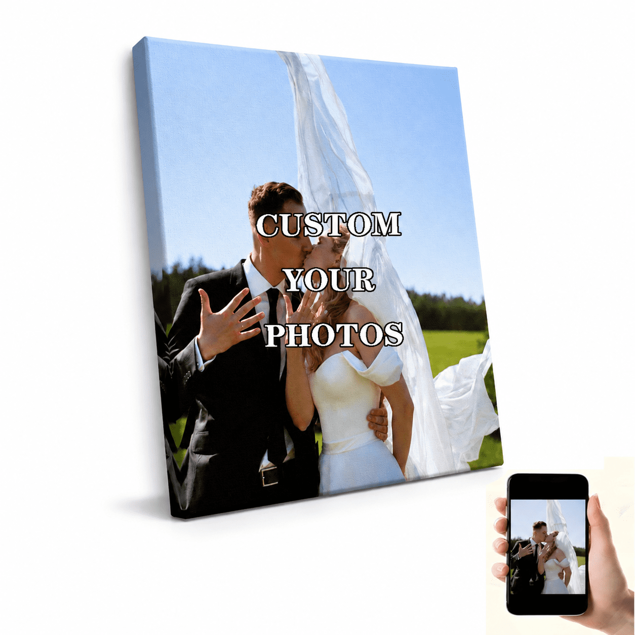 Custom Canvas Prints with Your Photo,Personalized Picture Wall Art Customized Photos Gifts for Christmas Pets Mom Dad Family Wedding Housewarming