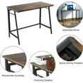 thumbnail image 4 of Folding Computer Desk 40 Inch Writing Computer Desk, Space Saving Foldable Table, Modern Simple Style PC Table, Black Metal Frame-Home Office Desk, No Assembly Required, Rustic Brown, 4 of 6