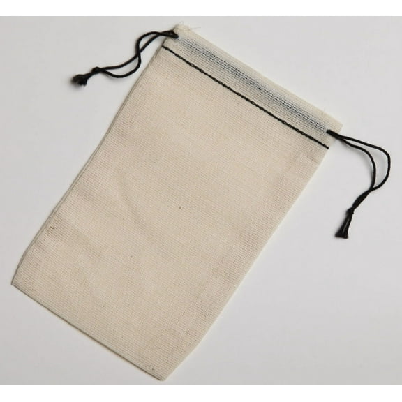 Cotton Muslin Bags, With Black Hem and Black Double Drawstrings, Pack of 25, 3 x 4.75 inches