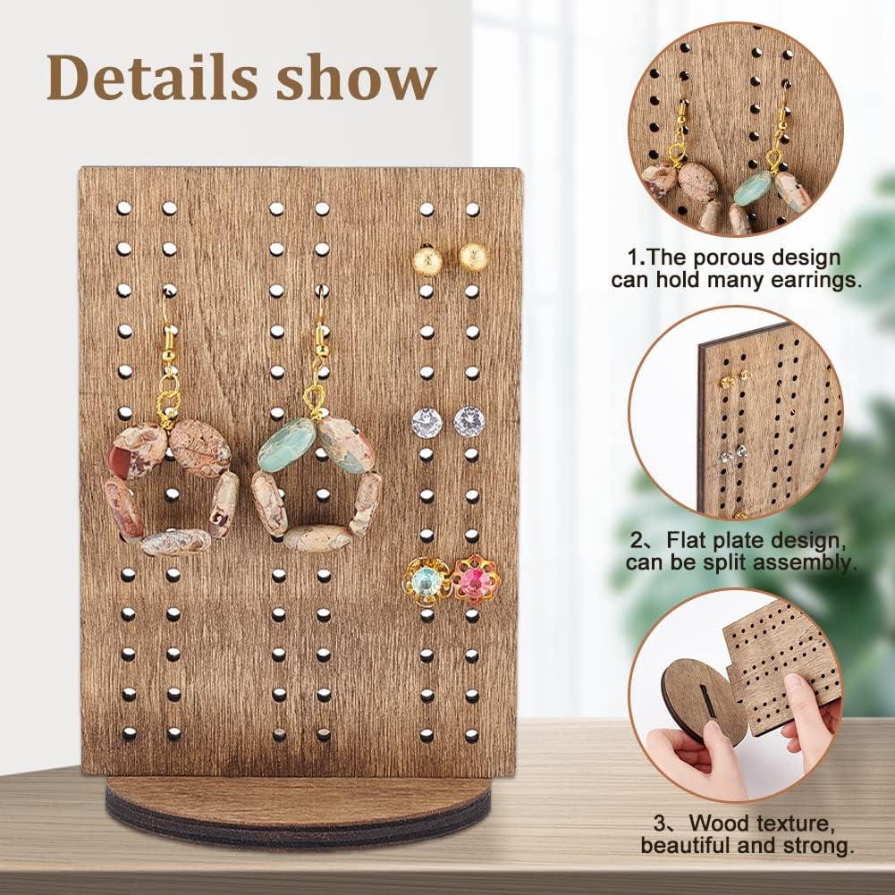 Wood Stud Earring Display Board Camel 84 Holes Earrings Display