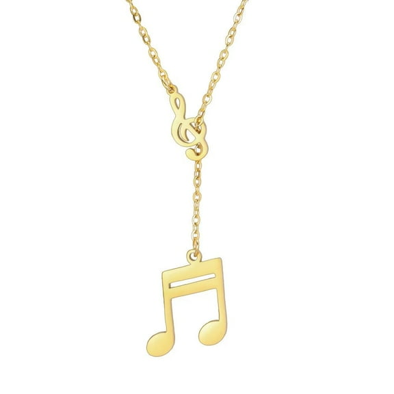 HIJONES Music Note Necklace for Women Stainless Steel Vintage Hip Hop Music Pendant Jewelry Chain Gold