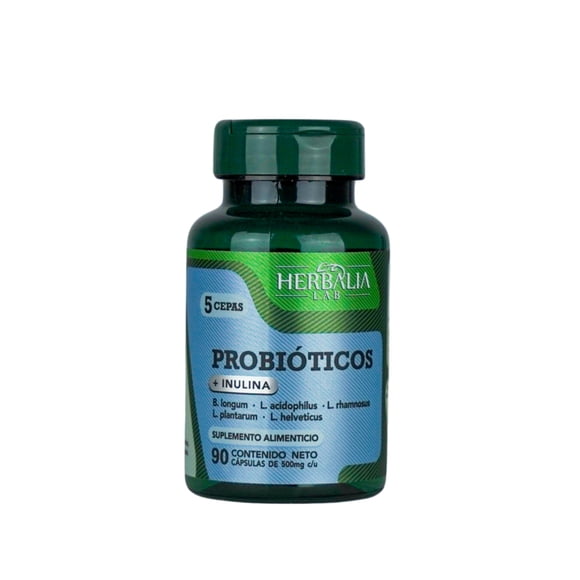 Herbalia Lab | Probióticos + Fibra Avanzado: Inulina de Agave & 5 Cepas - 2 Billones de UFC - 90 Cápsulas