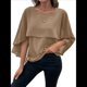 thumbnail image 1 of Sudadera Holgada de Verano con Mangas Abullonadas y Cuello Redondo de para Mujer, Informal y Elegante Camello XXL, 1 of 10