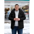 thumbnail image 4 of Wantdo Men's Big and Tall Recycled Winter Coat Quilted Winter Mid-length Plus Size Puffer Jacket with Removable Hood Black 5XL, 4 of 9