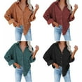 thumbnail image 4 of OUSITAID Chemise à Manches Longues en Velours Côtelé pour Femmes avec Boutons et Col Rabattu, 4 of 5