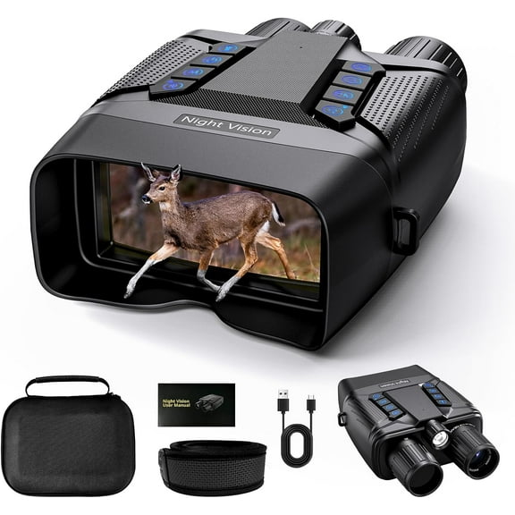 Aorsher 8X Digital Zoom Night Vision Goggles, 4K Military Tactical Night Vision Binoculars for Adults, 3'' HD Screen, 2000FT Viewing Range for Camping Hunting