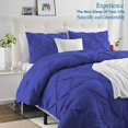 thumbnail image 2 of 600 Thread Count Egyptian Cotton 3-Piece Pinch Pleated Duvet Cover Set with Zipper Closure - OverSize Queen Size ( 98" x 98" ) Inches, (Royal Blue), 2 of 5