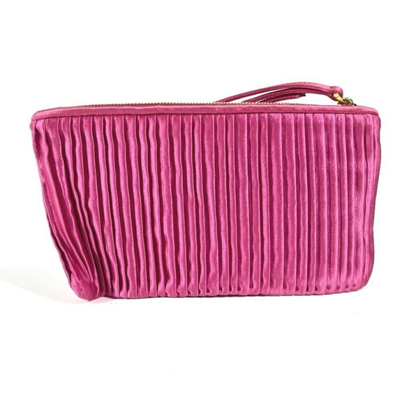 Pre-Owned MIU Miu Logo Bag with Strap Pouch Clutch Rayon Silk Women's Pink (Good)