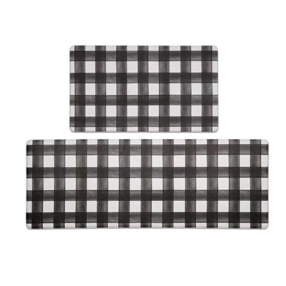 Juego de alfombrillas de cocina FRESHMINT Modern Farmhouse Plaid, 2 piezas