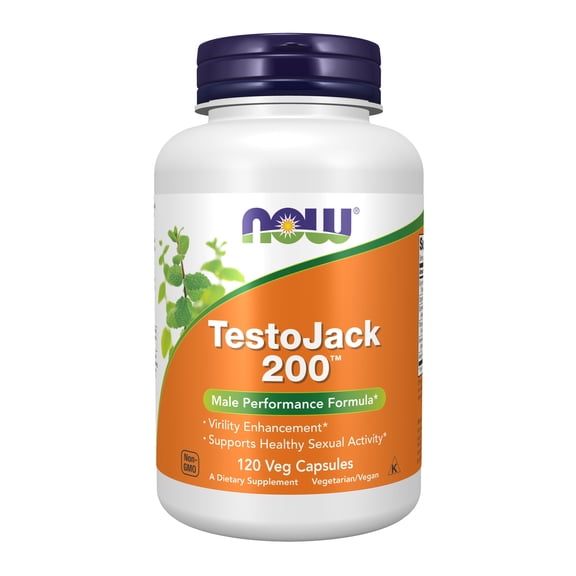 NOW Supplements, TestoJack® 200 with Tongkat Ali, Tribulus, Maca and Horny Goat Weed, 120 Veg Capsules