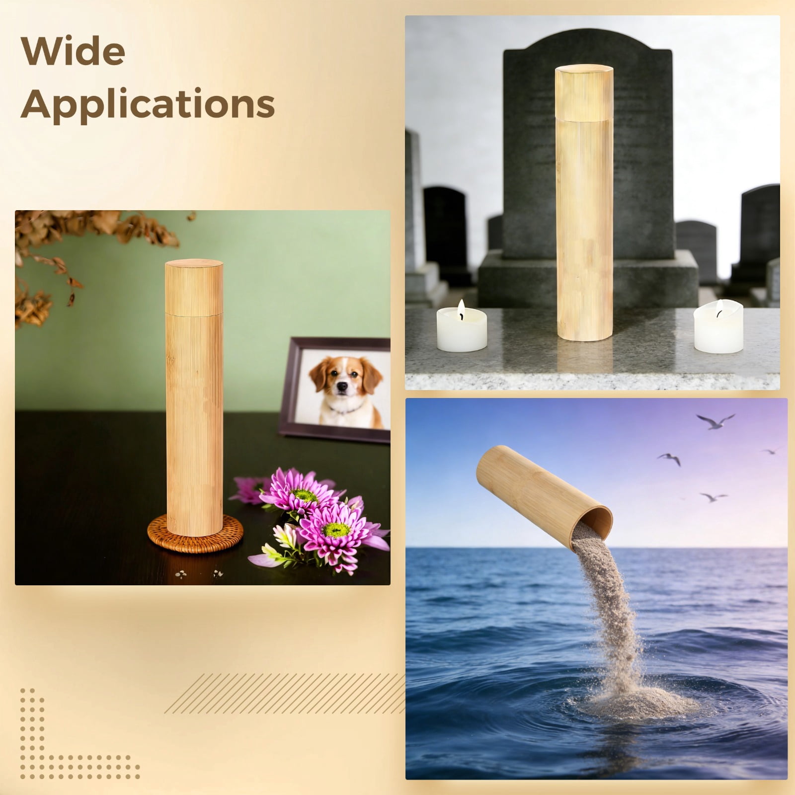 4 Pcs Wood Scattering Urns for Ashes Set, Cremation Tubes with Tree Design, Small Keepsake Urns for Pet Ashes, Urns with Black Storage Bags